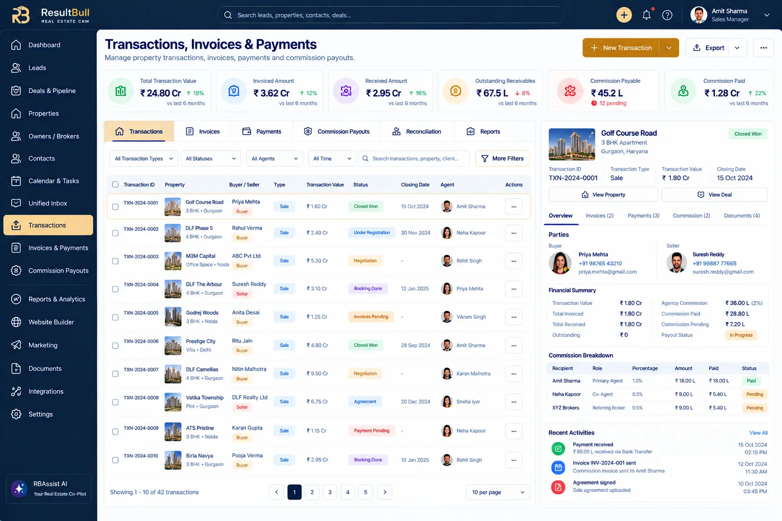 Transactions, invoices & payments design reference: Transactions